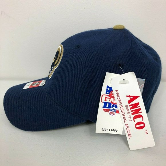 Vintage LA Rams Annco Fitted Deadstock Hat Wool Football Size 7 NFL Game Day Cap - Picture 2 of 11
